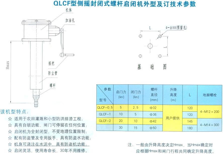 QLCF封闭系列侧摇螺杆启闭机